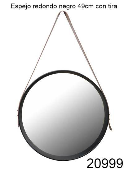 Imagen de ESPEJO REDONDO NEGRO CON TIRA 49CM 7.24